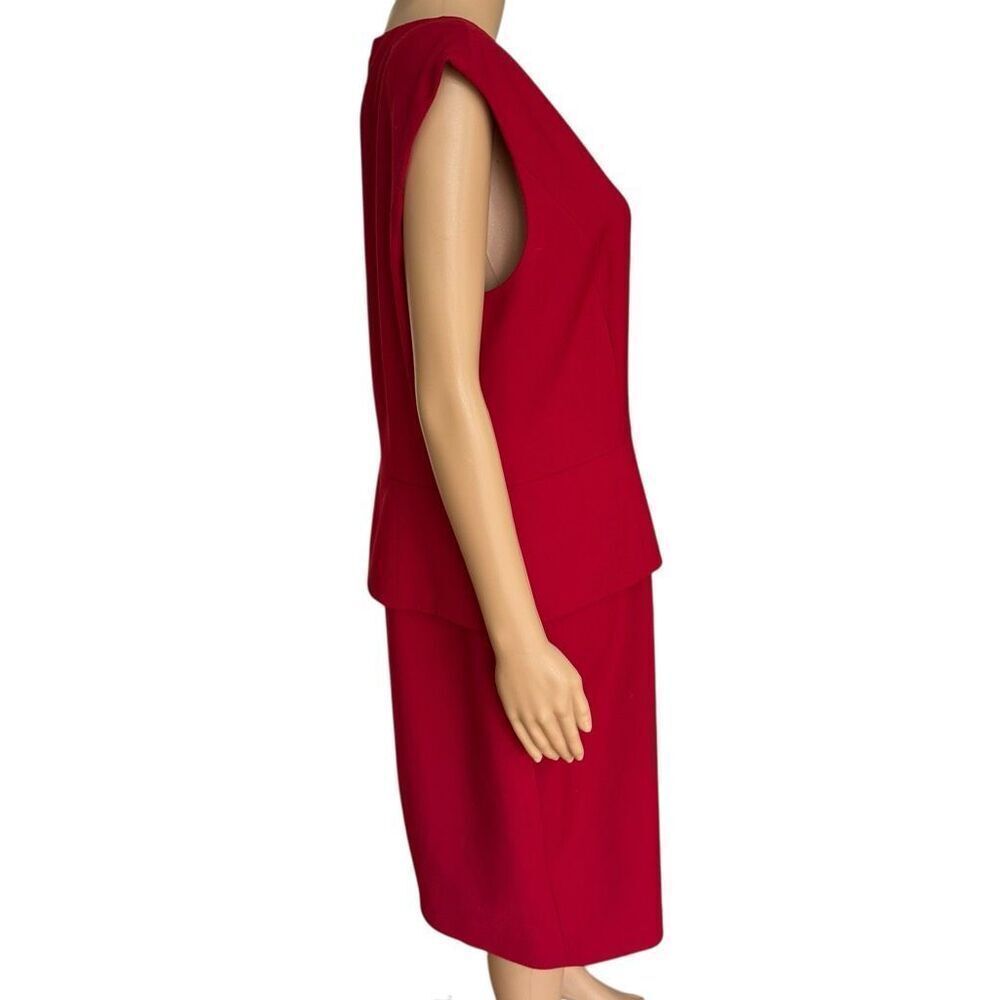 Brooks Brothers wool blend red peplum sheath dress size 16 - Picture 2 of 8